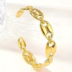 Gold Coffee Bean Mariner Cuff Bracelet